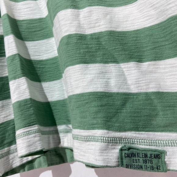 Calvin Klein Green and White‎ Striped Polo Shirt LIKE NEW - Picture 4 of 5